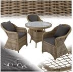 tectake Sitzgruppe Aluminium Rattan Gartenlounge f&uuml;r 3 Personen, St&uuml;hle