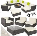 tectake Loungeset Rattan Sitzgruppe mit Aluminiumgestell, f&uuml;r 9 bis 11 Personen,