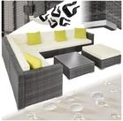tectake Loungeset Rattan Sitzgruppe mit Sicherheitsglasplatte, 4 extra Kissen,