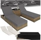 tectake Gartenliege Aluminium Rattan Sonnenliegen, inklusive 2 Bezugssets und,
