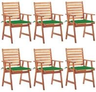 vidaXL Gartenstuhl Garten-Essst&uuml;hle 6 Stk. mit Kissen Massivholz (6 St)