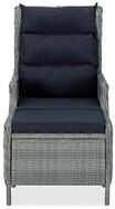 vidaXL Gartensessel, Verstellbarer Outdoor Sessel mit Fu&szlig;hocker Poly Rattan Hellgrau