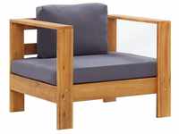 vidaXL Large Garden Chair Wood with Cushions Grey