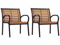 vidaXL Garden Chair Steel WPC Black/Brown (2 Pieces)