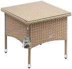 Casaria Beistelltisch (1-St), Polyrattan 58x58x42cm H&ouml;henverstellbar 5mm...