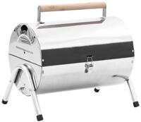 vidaXL Holzkohlegrill Tragbarer Tisch-Holzkohlegrill Edelstahl Doppelrost