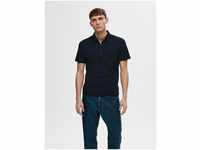 SELECTED HOMME Poloshirt SLHFAVE ZIP SS POLO NOOS, blau