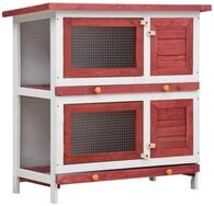 vidaXL Kleintierstall, Kaninchenstall 4 T&uuml;ren Rot Holz