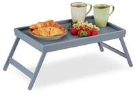 relaxdays Tabletttisch Betttablett Bambus grau