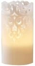 STAR TRADING LED-Kerze Clary Echtwachs Stumpenkerze Spitzenmuster H: 15cm Timer...