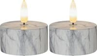 STAR TRADING Teelicht 2x "Flamme Marble" Kunststoff, Kerze, warmwei&szlig;, L55mm (ja)