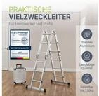 Juskys Vielzweckleiter Multifunktionsleiter, gummierte Standf&uuml;&szlig;e, Gelenksystem,
