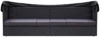 vidaXL Gartenliege, Outdoor-Sofabett mit Dach Poly-Rattan Schwarz