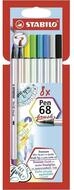 STABILO Fineliner Fasermaler Pen 68 brush 8er Pappetui Filzstift flexibler