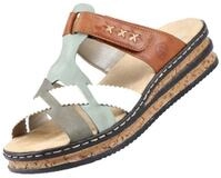 Rieker Pantolette, Keilabsatz, Sommerschuh, Schlappen mit praktischem Klettriemchen