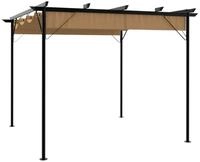 vidaXL Pergola Pergola mit Ausziehbarem Dach Taupe 3x3 m Stahl 180 g/m&sup2;, BxTxH: