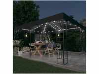 vidaXL Partyzelt Pavillon mit Doppeldach & LED-Lichterkette 3x4 m Anthrazit