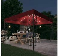 vidaXL Pavillon vidaXL Pavillon mit LED-Lichterkette 3x3 m Weinrot
