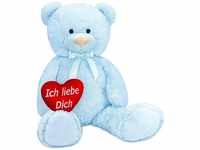 Brubaker Teddybär XXL 100cm mit Herz "Ich liebe dich" hellblau