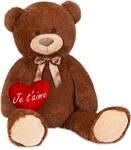 BRUBAKER Kuscheltier XXL Teddyb&auml;r 100 cm mit Je t'aime Herz (1-St., mit Schleife),