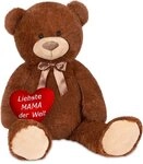 BRUBAKER Kuscheltier XXL Teddyb&auml;r 100 cm mit Liebste Mama der Welt Herz (1-St),