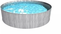 Steinbach Pool Rundpool Stahlwand Pool "New Splasher Secure" (graue Holzoptik, &Oslash; 350