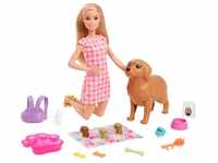 Barbie Barbie Puppe (blond) mit Hund und Welpen