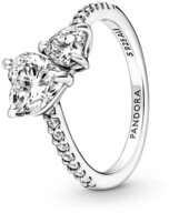 Pandora Fingerring PANDORA Damenring Doppeltes Herz aus 925er Silber mit Zirkonia