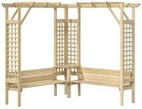 vidaXL Pergola, Eck-Pergola mit Bank Kiefernholz Impr&auml;gniert