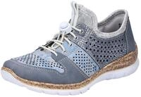 Slip-On Sneaker RIEKER, Damen, Gr. 39, blau (jeansblau), Lederimitat, Textil, Schuhe