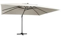 vidaXL Sonnenschirm Ampelschirm mit LED-Beleuchtung Alu-Mast 400x300 cm Sandwei&szlig;