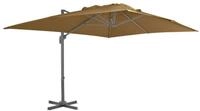 vidaXL Sonnenschirm Ampelschirm mit Aluminiummast 400 x 300 cm Taupe