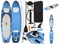 vidaXL Surfboard Footpad SUP-Board-Set Aufblasbar Marineblau 360x81x10 cm