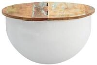 Wohnling Couchtisch WL6.334 Massivholz &Oslash; 60 cm Wohnzimmertisch Wei&szlig; Rund...