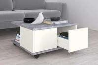 FMD Couchtisch Twin, Sofatisch mit Rollen, Push-to-open, viel Stauraum, Breite:...