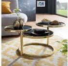 FINEBUY Couchtisch SuVa13947_1 Metall Glas Beistelltisch Wohnzimmertisch...