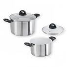 Genius Kochtopf Genius Cerafit Steel Kochtopf-Set 20cm (3,6l) + 24cm (6l), Edelstahl