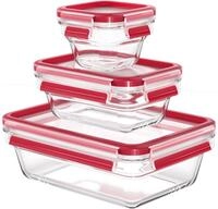 Emsa Frischhaltedose Clip & Close Glas, Glas, Kunststoff, (Set, 3-tlg),