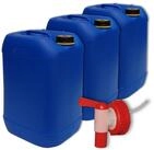 Plasteo Kanister 3X 25 Liter Getr&auml;nke- Wasserkanister mit 1 Hahn und 3 Schraubdeckel