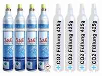 BlueCraft Wassersprudler, (4-tlg), Universal CO2 Zylinder 425 g Kohlensäure...