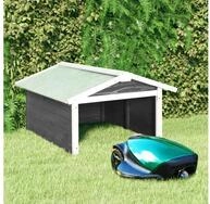 vidaXL M&auml;hroboter-Garage, Roboter-Rasenm&auml;her Garage 72x87x50 cm Grau Wei&szlig;