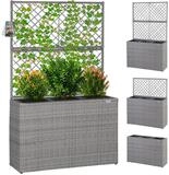 Casaria Blumenkasten, Blumenkasten Rankgitter 3 Innent&ouml;pfe Polyrattangeflecht