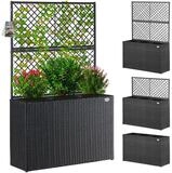 Casaria Blumenkasten, 3 Innent&ouml;pfe Rankgitter Polyrattangeflecht Rankhilfe