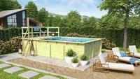 Karibu Rechteckpool Massivholzpool kdi Schwimmbecken Gartenpool, Massivholz,