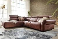 KAWOLA Ecksofa RISO, Couch L-Form rechts oder links Leder Sitztiefenverstellung,
