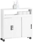 SoBuy Regal BZR31/BZR02, Nischenregal Badezimmerschrank mit Rollen Badschrank,