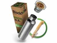 Blockhütte Isolierflasche Edelstahl Trinkflasche isoliert mit Naturborsten