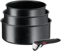 Tefal Topf-Set Ingenio Black Stone, Kasserollenset abnehmbarer Griff, stapelbar,