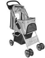 vidaXL Fahrradhundeanh&auml;nger, Haustier-Buggy Hund/Katze Klappbarer Reisewagen Grau