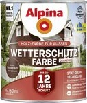 Alpina Wetterschutzfarbe Holzfarbe f&uuml;r au&szlig;en deckend Nussbraun 750 ml